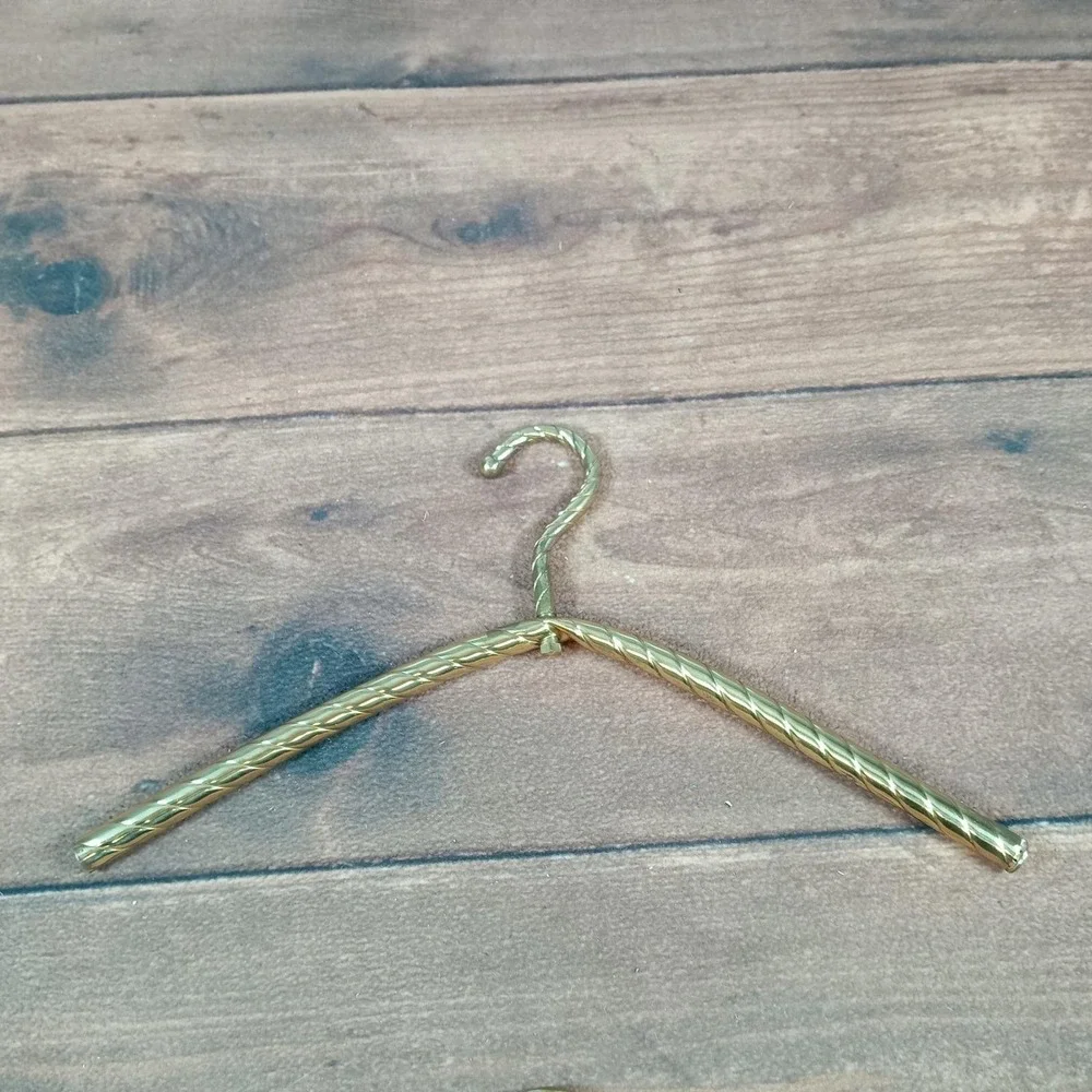 Set of 3 Gold Twisted Metal Wire Clothes Hangers Decorative Luxury Garment